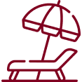 Beach chair and umbrella icon
